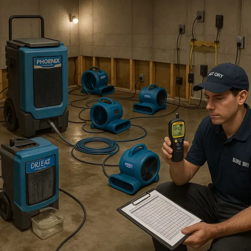 Structural Drying and Dehumidification process in Shirley, MA
